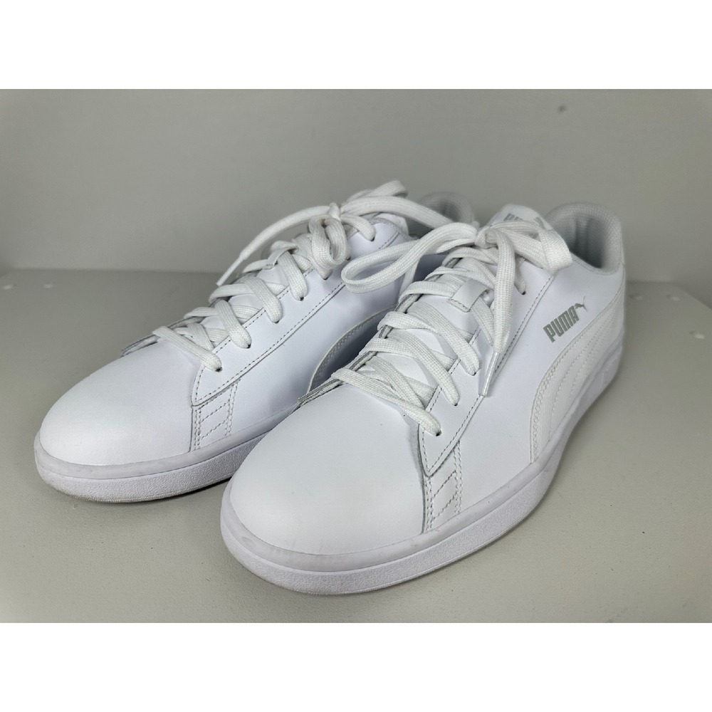 Men's Puma Smash Sneakers Leather Casual Walking Shoes White Size 13